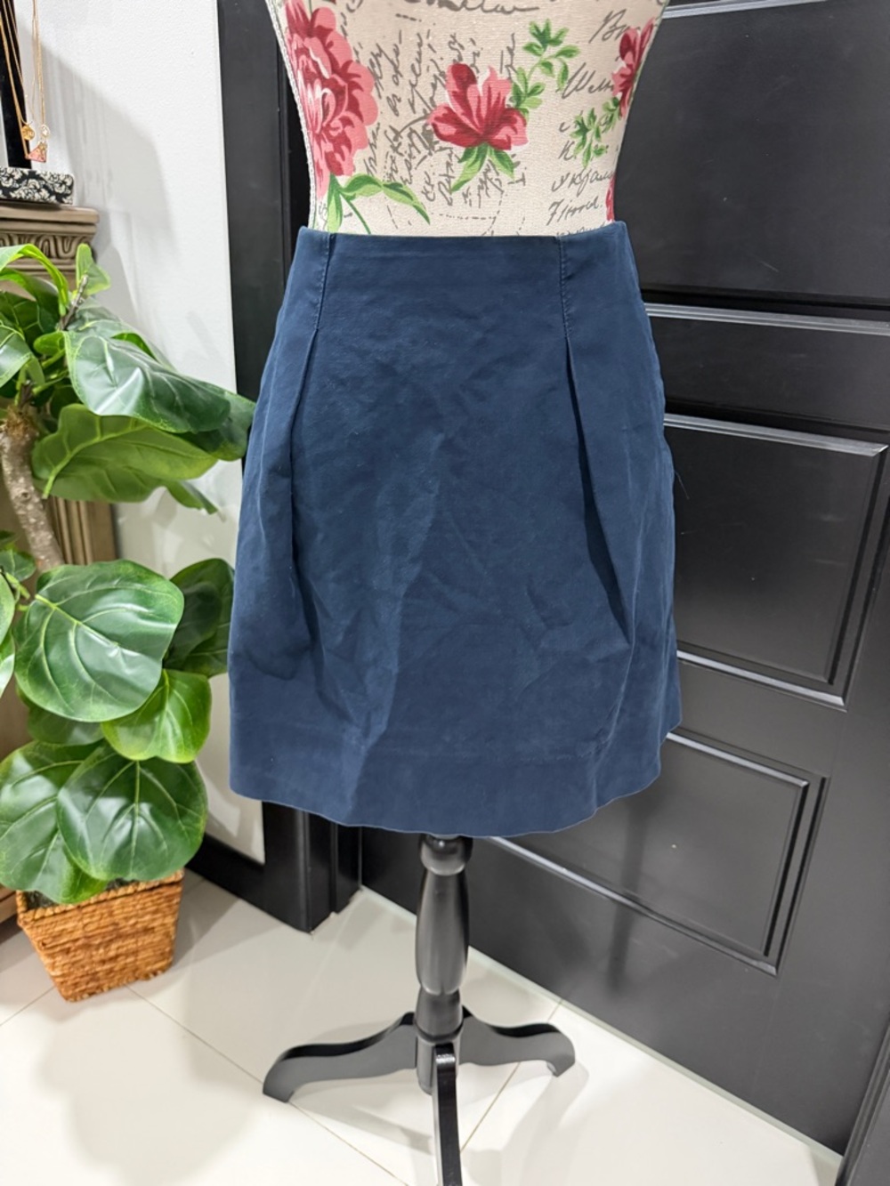 J. Crew Navy Skirt with Ribbed Waistband